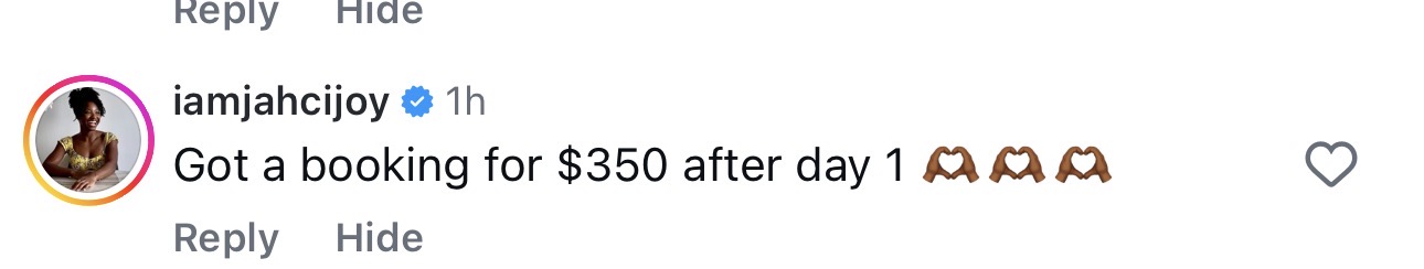 Original comment from iamjahcijoy: Got a booking for $350 after day 1.